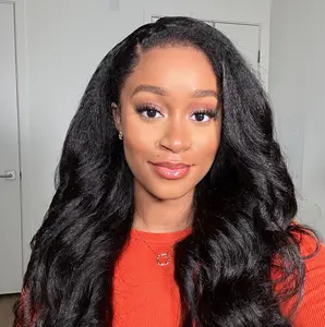 [3 In 1 Half Wig] OQ HAIR Kinky Straight Half Wig Yaki Straight Wavy Easy Wear Go Wig No Glue With Drawstring Invisible Hairline Butterfly Cut Human Hair Glueless Wigs