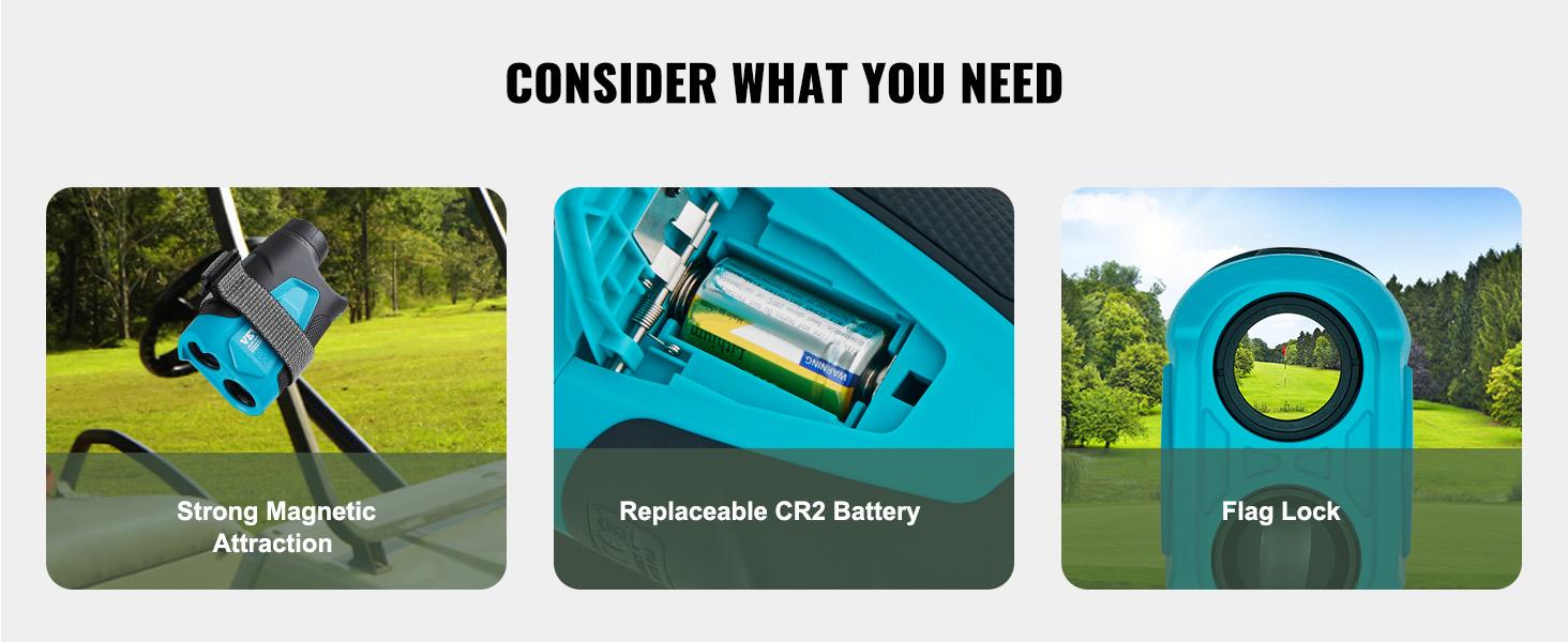 VEVOR Golf Rangefinder, TikTokShopBlackFriday, Max 1300 Yards Laser Golfing Hunting Range Finder, 6X Magnification Distance Measuring, Golfing Accessory with External Magnet Mount, High-Precision Flag Lock, Slope