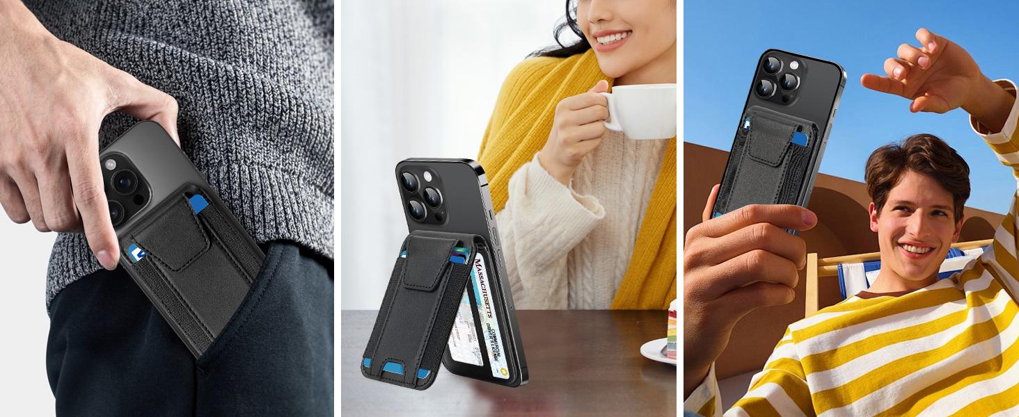 Magsafe Wallet, Works with Apple Find My(IOS only), Strongest Magnetic Wallet for iPhone 17/16/15/14/13/12 Series, Magnetic Card Holder with Adjustable Stand, 9 Cards Holder, Gifts for Boyfriend, Girlfriend, Mens, Males, Mother, Father