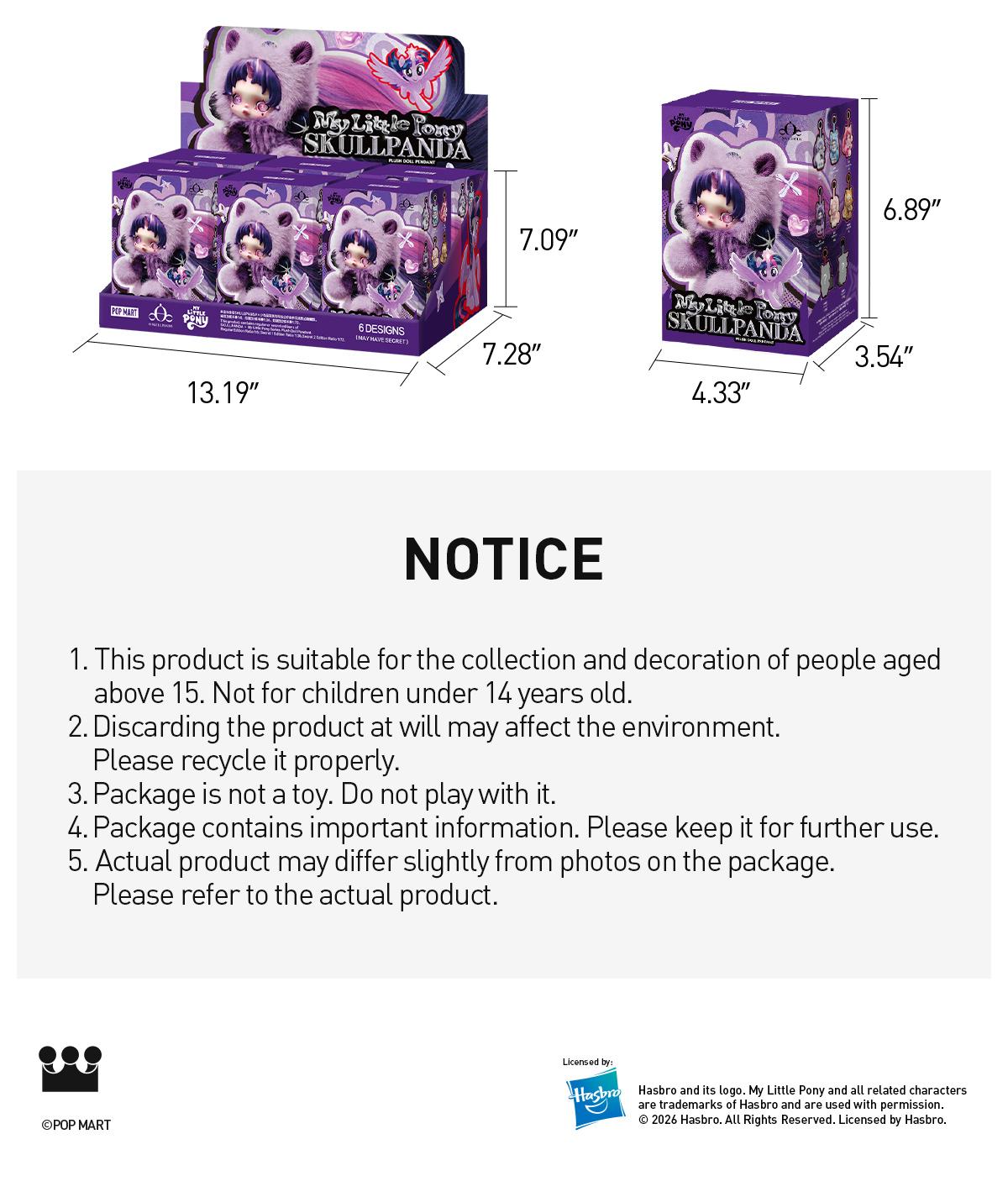 POP MART SKULLPANDA × My Little Pony Series Plush Doll Pendant Blind Box