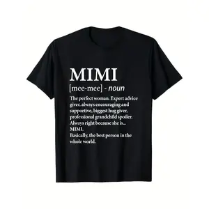 Women'S Funny Grandma Mimi Definition Graphic T-Shirt - Retro Humorous Sassy Grandma Design with Mimi Phrases, Moisture-Wicking Comfort Fit Round Neck Casual & Christmas Gift for Women, All-Season Casual Attire Funny Family Apparel