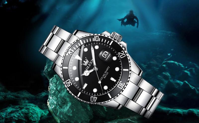 OLEVS Men's Large Dial Watches Stainless Steel Watch Bands Daytime Waterproof Analog Quartz Watches Valentines Gift Ideas For Boys