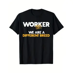 Men's Heavyweight Night Shift Worker T-Shirt - Black with Bold "We Are a Different Breed" Graphic - Overnight Shift Tee for Nurses, Factory Workers, Truck Drivers - Machine Washable Crewneck Casual Shirt