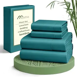 6pcs Cooling Bed Sheets Sets Queen Size - Ultra Soft & Luxuriously Cooling For Hot Sleepers, 17" Deep Pocket, Double Stitching, Christmas Decorations Perfect