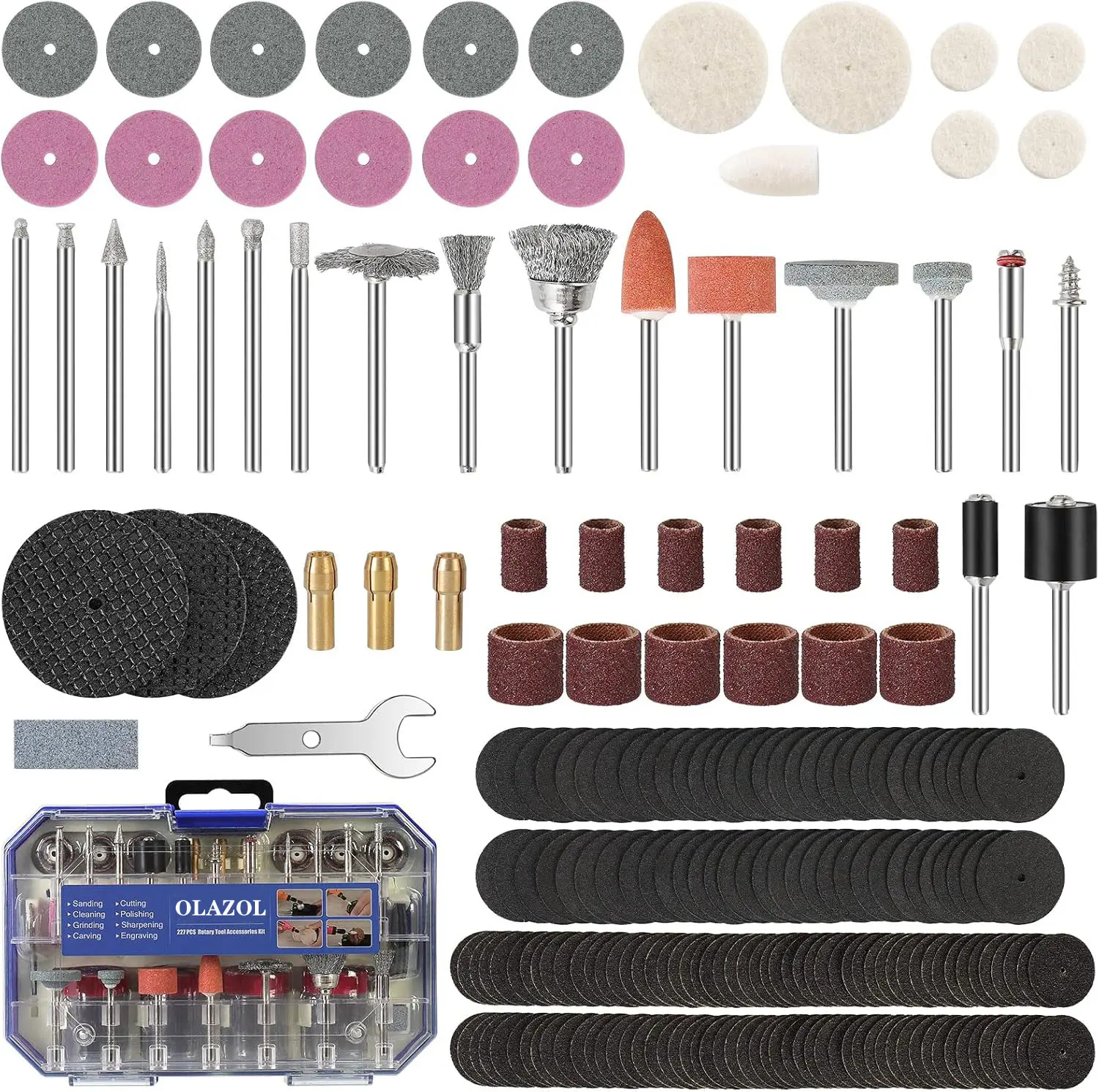 227-Piece Multi-Function Dremel-Compatible Rotary Tool Accessory Kit with Interchangeable Tools – Grinding, Sanding, Cutting, Drilling, Cleaning, Polishing Bits & Carving Attachments for DIY Enthusiasts, Multi-Function Kit, Grinders Tools
