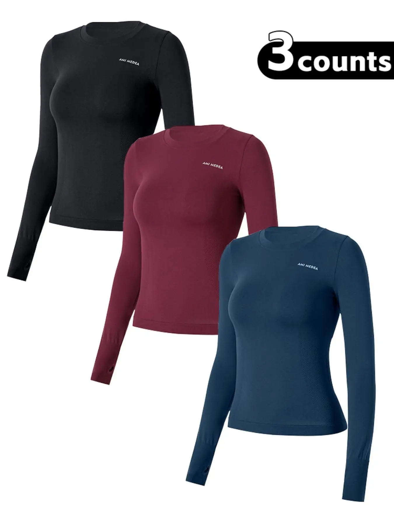 Women's Letter Print Thumb Hole Design Sports Tee, Quick Drying Breathable Round Neck Long Sleeve T-shirt for Gym Workout Running, Ladies Sportswear for All Seasons, Gym Tees, Sports Tops