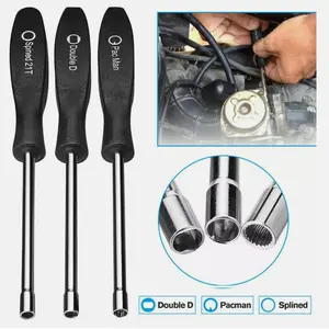 3 Pcs Carburetor Adjustment Tool Kit Double D Pac Man Splined 21T Screwdriver for Poulan Husqvarna Craftsman Chainsaw 2 Cycle Small Engine Repair Tune Up Set