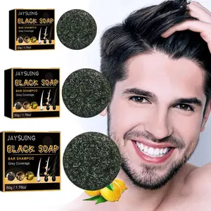 (3 Boxes) Black Hair Shampoo Bar,Hair Care Cleansing All-Natural Soap Hair Grey Hair