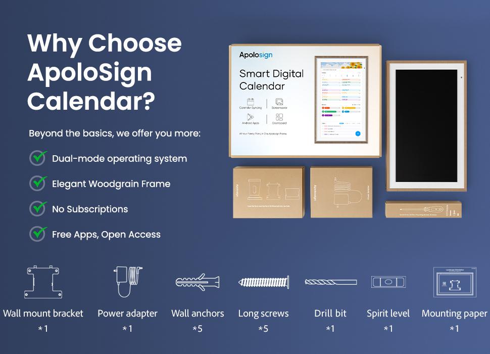 2026 ApoloSign Dual-Mode Digital Family Wall Calendar, 15.6" 21.5" Planner Calendar for Kids Chore Chart, Voice Control & Gemini AI, Tasks, Daily Routines, Schedules Organizer, No Subscription Fee, Supports Customize Widget Dashboard 2026 ApoloSign Dual-Mode Digital Family Wall Calendar, 15.6" 21.5" Planner Calendar for Kids Chore Chart, Voice Control & Gemini AI, Tasks, Daily Routines, Schedules Organizer, No Subscription Fee, Supports Customize Widget Dashboard