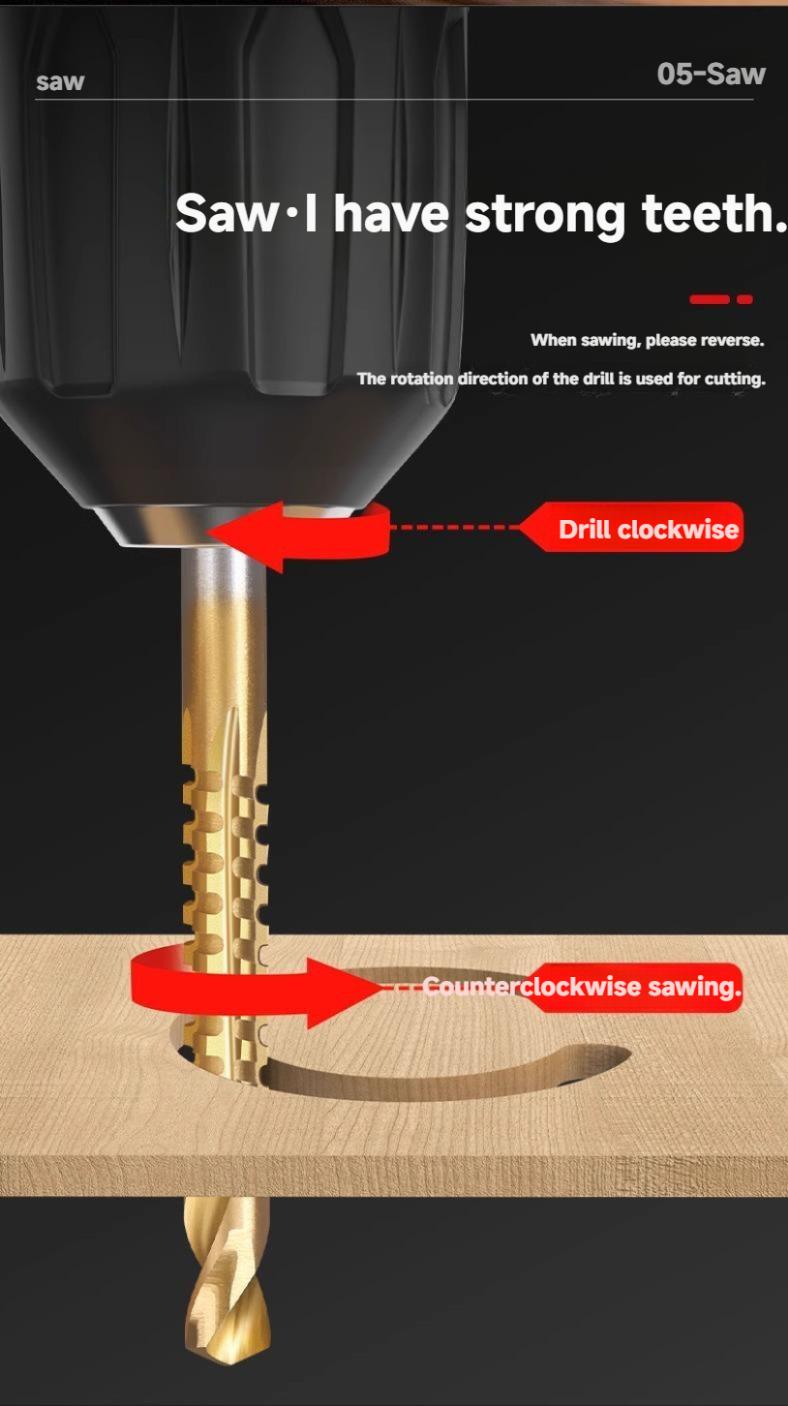 Titanium-Plated High-Speed Steel 6Counts Metalworking Set for Drilling Screwing Boring Carving Cutting Polishing Durable Tools Plunge