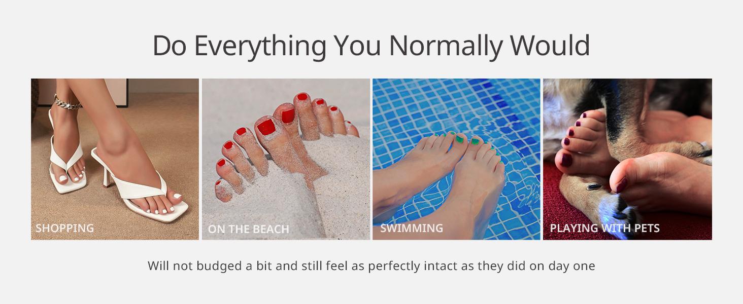 BTArtbox Press On Toenails - Lamp-Curable Real Square Toe Nail Press Ons with Glue for Women, Semi-Transparent French Tip Fake Toe Nail Tips in 15 Sizes - 30 Toenails Kit, Ma'am Acrylic Gel System