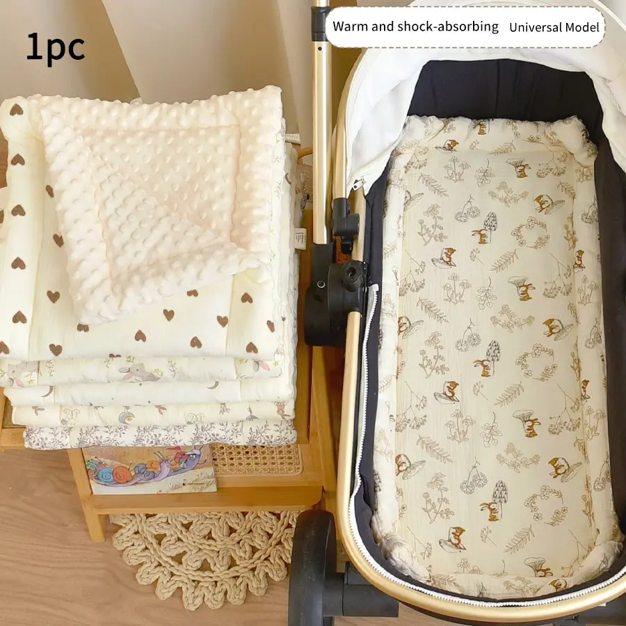 Baby Stroller Mat, Fashion Cartoon Baby Stroller Pad, Soft 3D Doudou Velvety Seat Cushion, Multifunctional Stroller Mat for Outdoor Use, Stroller Accessories