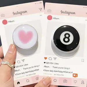 Eight Ball Phone Grip, Pink Heart Phone Holder, Cool Finger Grip Black Snooker Billiards Kawaii