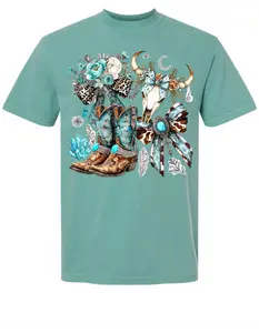 Turquoise Cowgirl Comfort Color Summer Tshirt