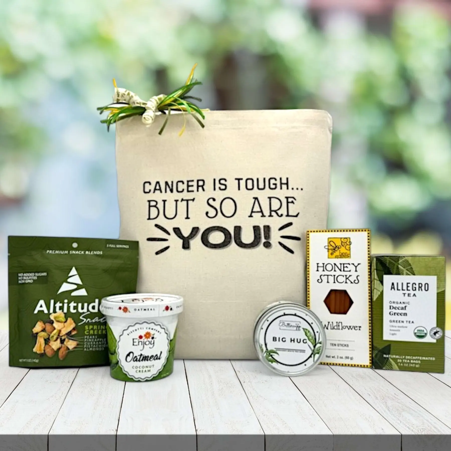 Itsonlynaturalgifts Cancer Is Tough But So Are You Gift Basket Comforting Strength Support Tote Snack Mix Tea Candle Honey Set - Sweet Sweet Set