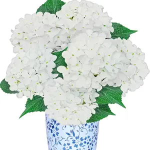 6PCS Premium White Hydrangea Artificial Flowers Bouquets, Ivory Silk Hydrangea Flowers Heads with Stems, Fake Hydrangeas Flowers Arrangement, Faux Hydrangea Decor for Home Wedding Party Baby Shower