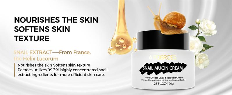 POEROES Ultra Moisturizing Snail Mucin 99.3% Moisturizing Gel for Dry & Sensitive Skin - 120g /4.23oz Cleansing Skin Care, Facial Lotion Moisturizer Comfort