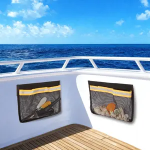 2 PCS 10"x7" Boat Storage Mesh Bags, Water-Resistant Design, Long-Lasting and Functional, Self-Adhesive Universal Boat Storage Mesh Bag