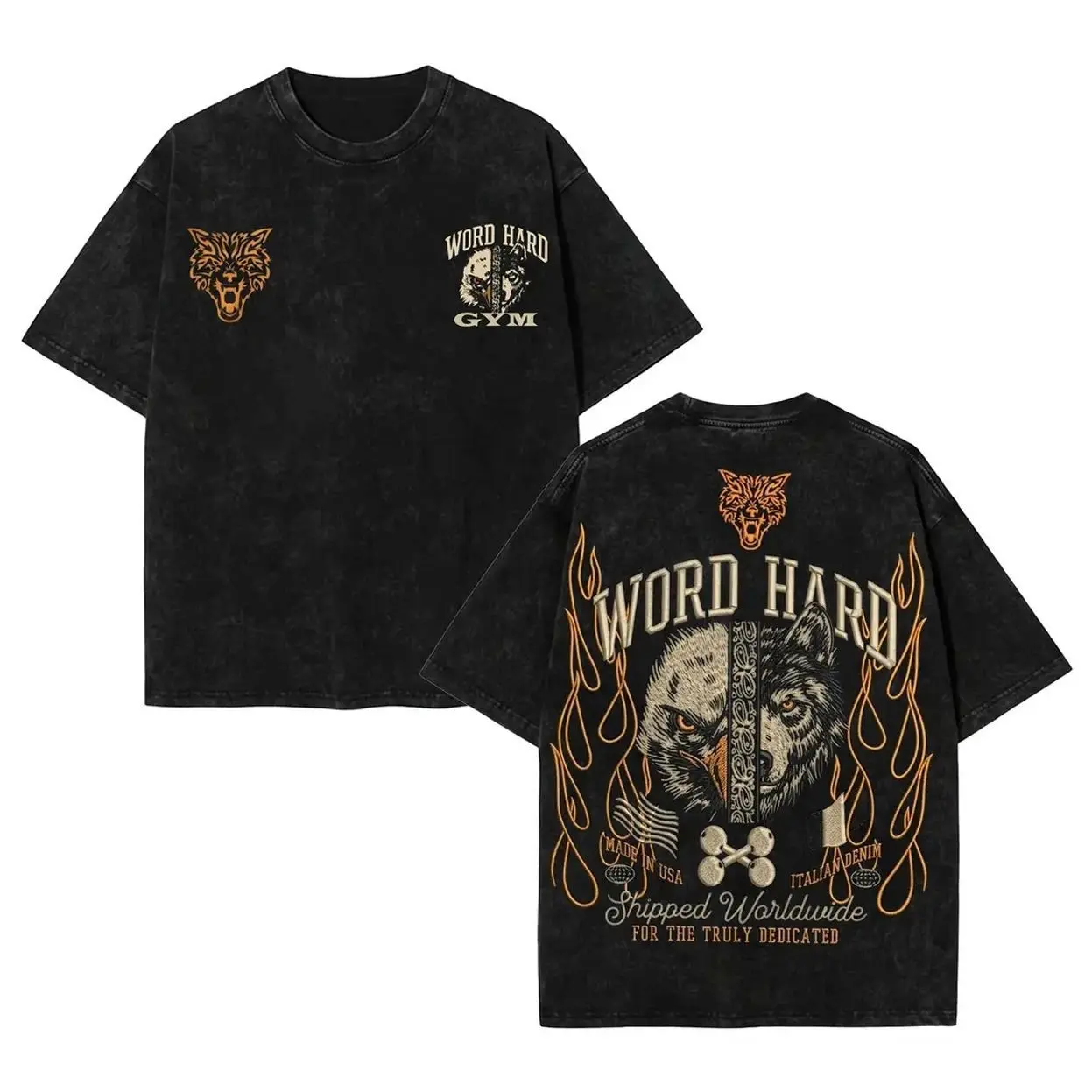Retro Gym Work Hard Eagle And Wolf Graphics Pocket Workout Shirt, Workout Tank, Gym Washed Tee, Workout Tee, Men's Sport Outfit, Gym Men's Top, Training Tank, Gym Apparel, Gym Workout Men CRG