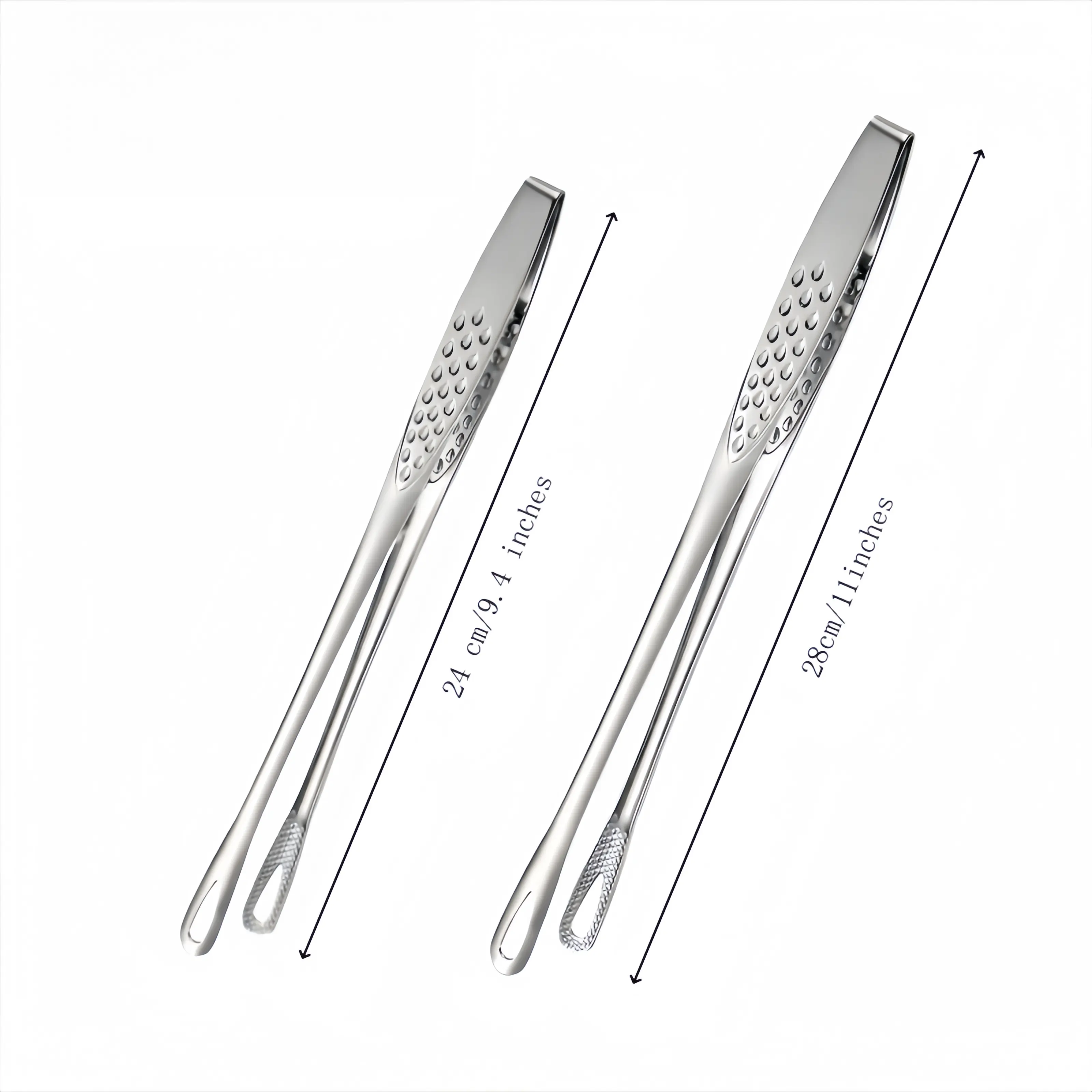 Stainless Steel 2-Piece Barbecue Tongs Set (11-in & 9.4-in) - Lightweight Solid Metal Food Tongs, Chef’s Kitchenware, Barbecue Accessories for Grills, Steaks, Home Indoor-Outdoor Use
