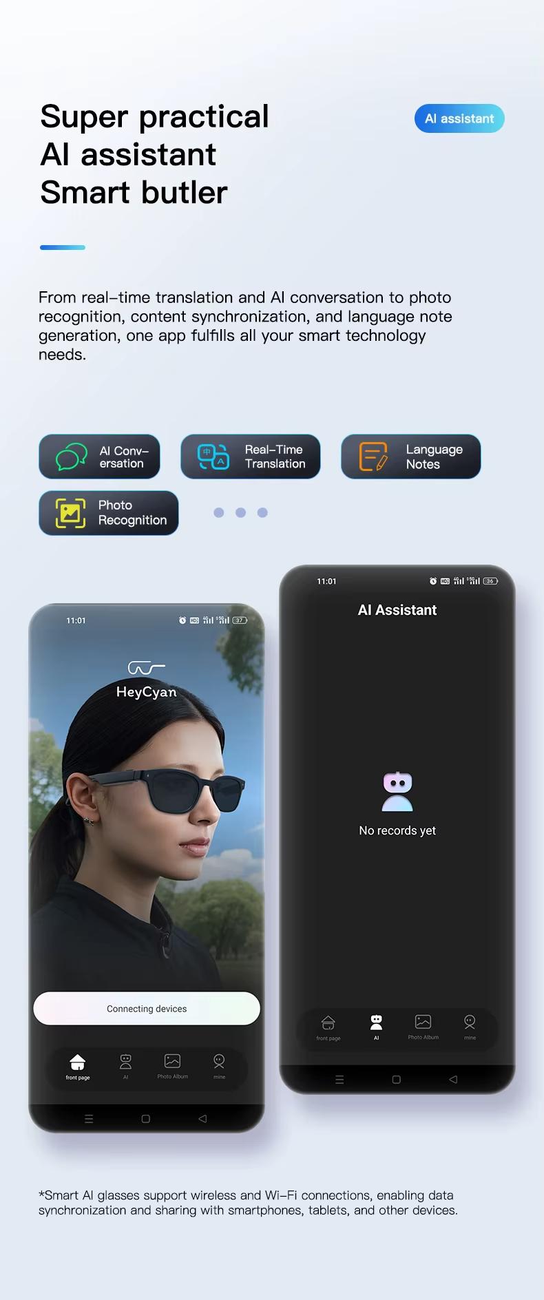 Smart Sports Glasses - First-Person 4K Camera & AI Translator for Outdoor Adventures | Photochromic, Bluetooth, Hands-Free Video