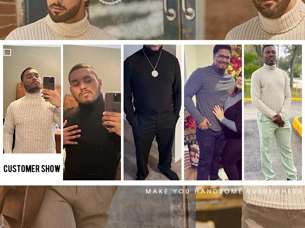 Ekouaer tiktok shop Men Turtleneck Shirts Lightweight Long Sleeve T Shirt Ribbed Thermal Tops Baselayer Pullover thermal underwear  Plain Menswear