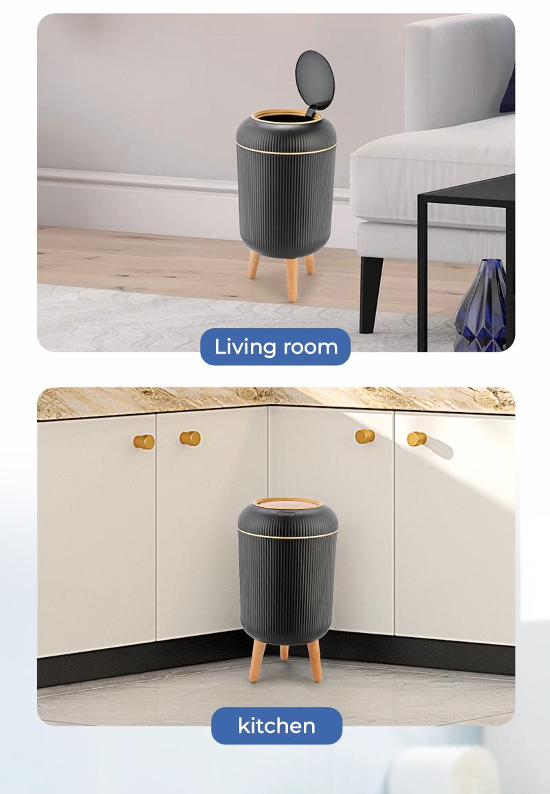 PUKOMC Smart Trash Can – Motion Sensor Touchless Bin, Auto Close Lid, Waterproof 2.6-Gal – Compact For Kitchen/Office