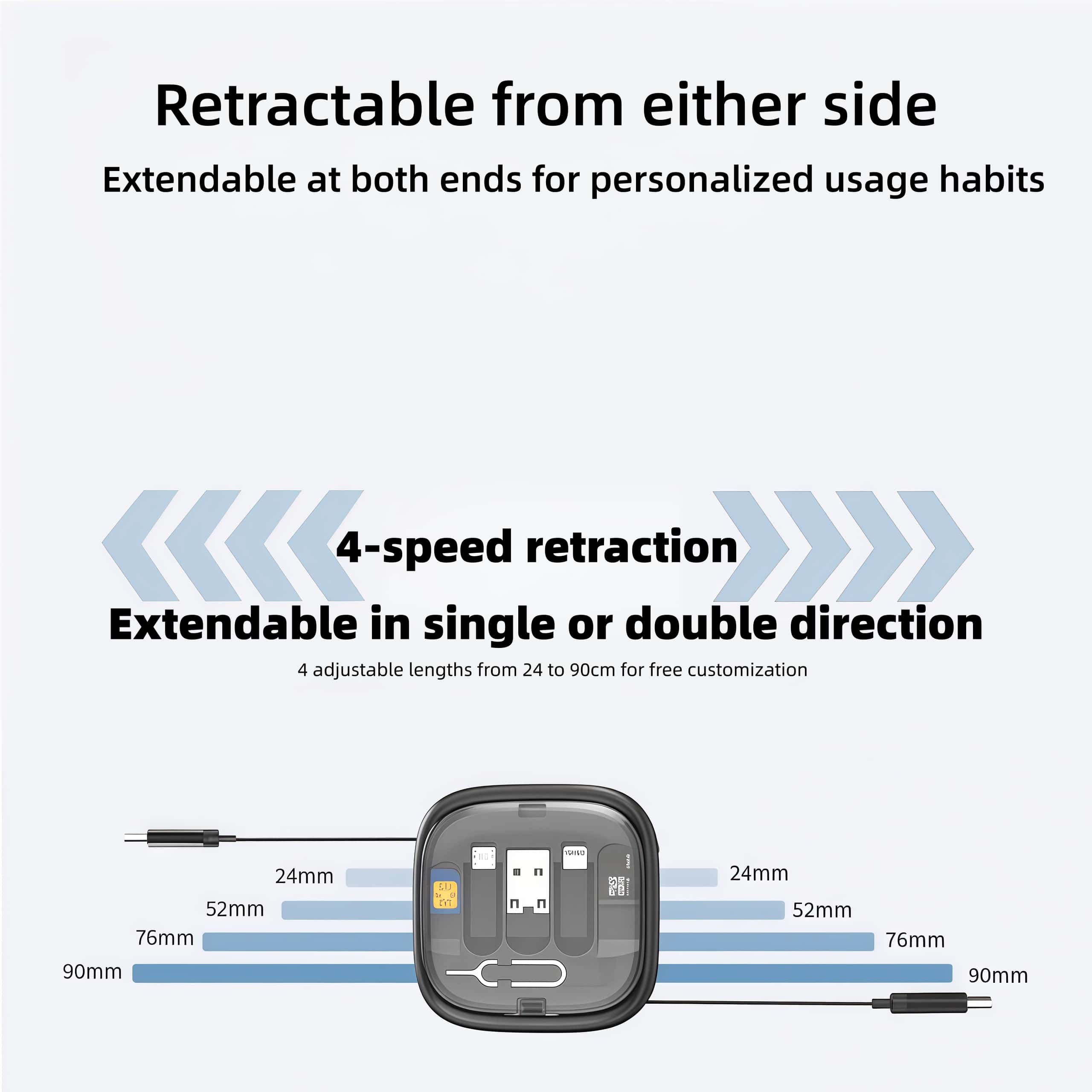Multifunctional Fast Charging Data Cable Retractable Cable Storage Box | Travel Data Cable Set with Multiple Adapters and Universal Charging Port Compatibility, Retractable Travel Charging Cable
