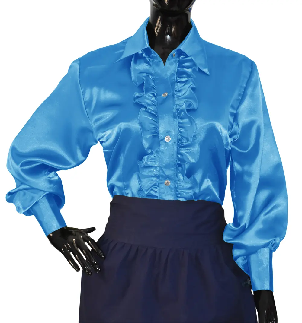 Women Satin Button Down Shirt Long Sleeve Front Ruffle Blouse Vintage Shirt Victorian Classic Blouse