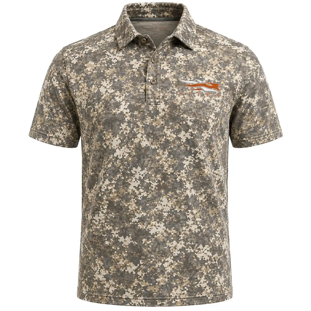 Sitka Men’s Hunting Polo Shirt, Whale Tail Camo Performance Golf Shirt, Moisture Wicking Breathable Outdoor Tactical Short Sleeve Top Gift for Him