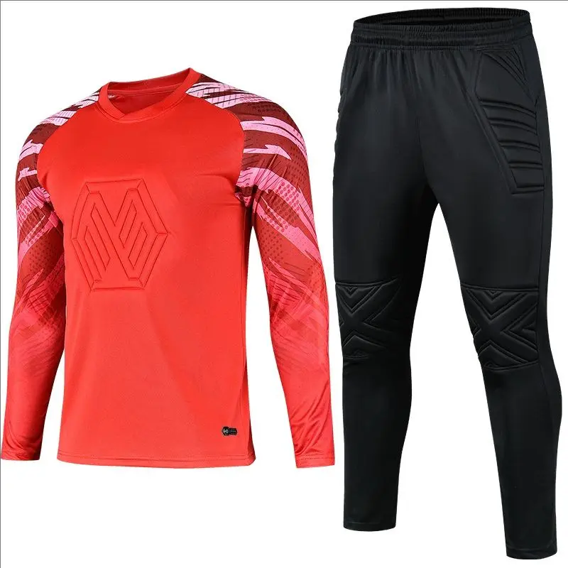 2-Piece Soccer Goalkeeper Shirt with Foam Elbow Pads, Colorful Geometric Breathable Quick-Dry Long Sleeve T-Shirt + Training Running Sports Pants Set 2-Piece Soccer Goalkeeper Shirt with Foam Elbow Pads, Colorful Geometric Breathable Quick-Dry Long Sleeve T-Shirt + Training Running Sports Pants Set