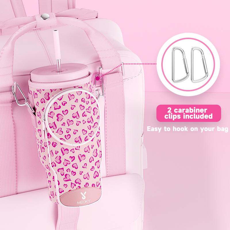 MEOKY water bottle bag, perfect for on-the-go, with an adjustable shoulder strap. Made of high-quality, waterproof and wear-resistant materials.Premium Silicone 3-Compartment Lcd Cube Tray with Leak-Proof Lid - Car Handle Cup.reusable,Valentine's Day gift