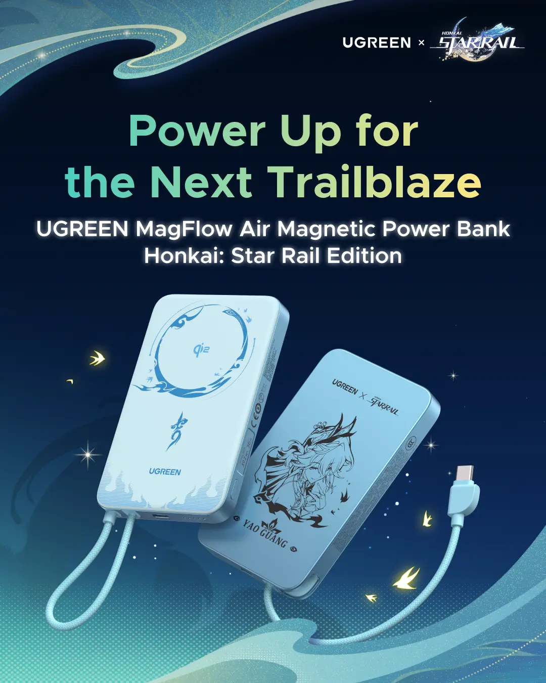 [LIVE ONLY]UGREEN MagFlow Air Magnetic Power Bank Honkai: Star Rail Edition Qi2 Certified 15W Fast Charging Wireless Battery Pack Slim 10000mAh Magsafe Portable Charger with 30W USB-C,5000mAh 15W Power Bank for iPhone 17/16/15/14/13/12 Series