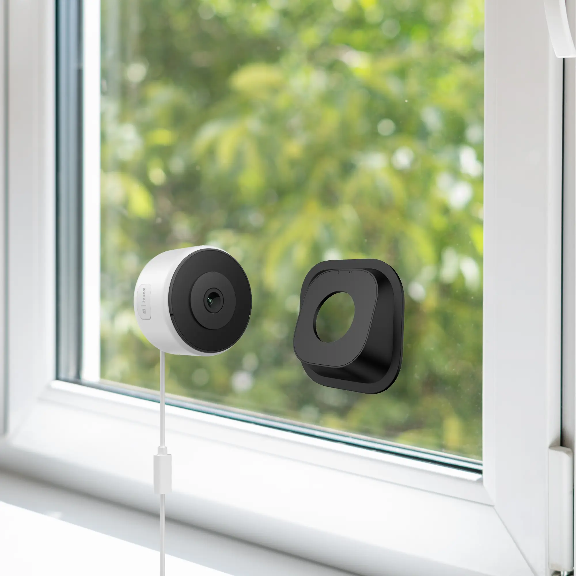Luna Window Cam – 2K Dual-Band WiFi Indoor Window Security Camera, Glass-Mount No-Drill Install, Clear Outdoor View Through Window, Color Night Vision, AI Motion Detection, Angle Mount Included, Easy Setup with Magnetic for Home & Apartment