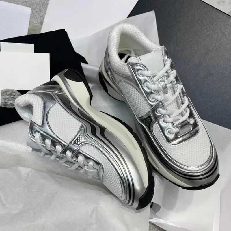 2026 New women's casual shoes men's sports shoes splicing design leather upper fashion sneakers comfortable breathable