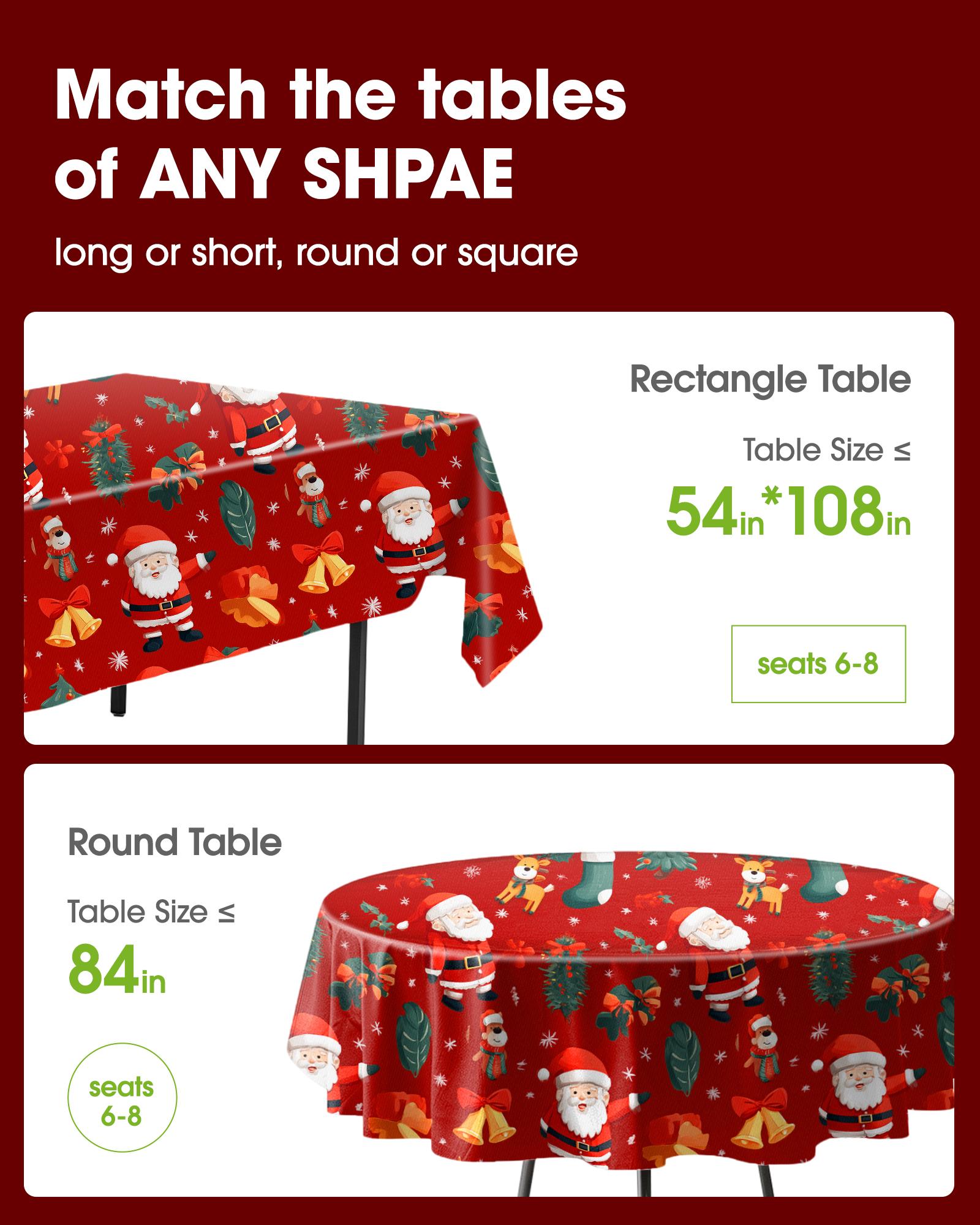 Christmas Tablecloth Disposable Plastic 4-6 Pack 54x108 Inch Leakproof Sturdy Red Green Reindeer Trees for Rectangle Tables Holiday Party Decorations TikTokShopBlackFriday
