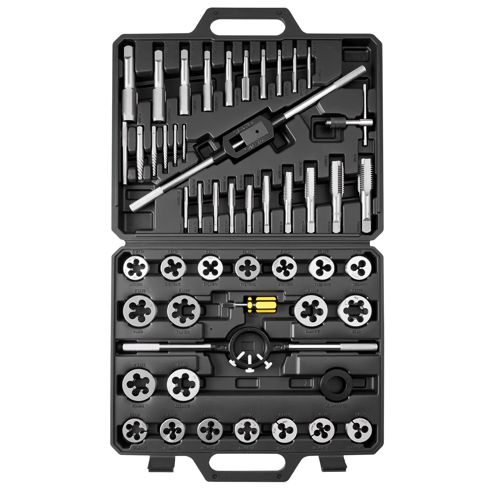 【Summerfinds】VEVOR Tap and Die Set,51-Piece Metric Sizes M6 to M24with Coarse and Fine Thread Taps and DiesWrenchCarrying Case and Complete AccessoriesBearing Steelfor Threading and Rethreading Threads