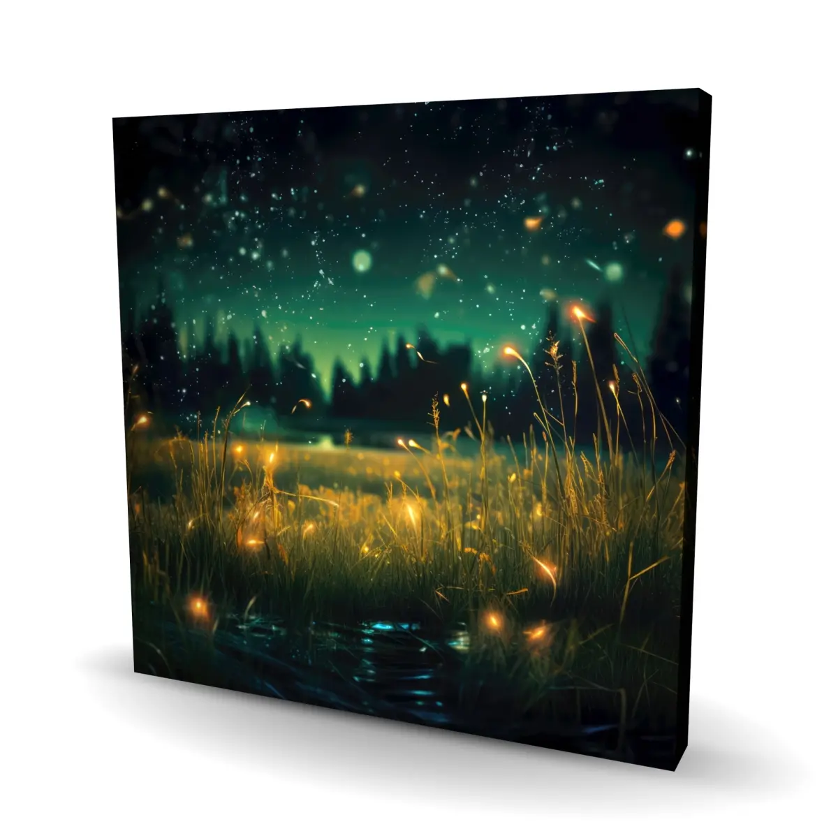 Pictorem C1RC2424TJUA5X 24x24 in. Modern Hopeful Glow-In-The-Dark Green Canvas Artwork, High Def Print Light Home Decor, Bedroom Decoration Gift, Home Supplies, Nature Scene