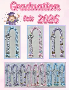 J and B Designs Handmade Graduation Lei Class of 2026 Braided Necklace with Cap Charm Customizable 2 Color Combos 26" Sustainable Gift Personalized Decor Vibrant Celebration Versatile Unique Personalized