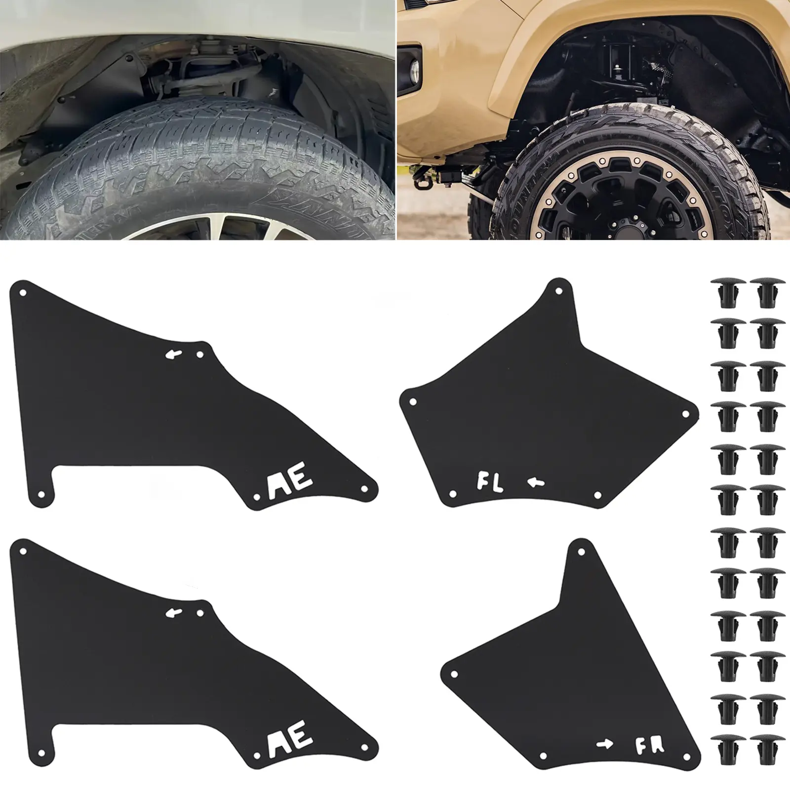 4Pcs Splash Guard Fender Liner Set for Toyota 4Runner FJ Cruiser & Lexus GX460 GX470 – Includes Clips, Direct Fit
