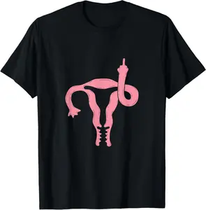 100% Cotton Uterus Shows Middle Finger Feminist Feminism Gift T-Shirt