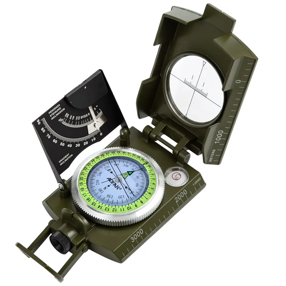 AOFAR AF-4074 Outdoor Lensatic Sighting Compass - Waterproof, Durable, with Inclinometer, Sport & Camping Supplies for Hiking, Boy Scouts