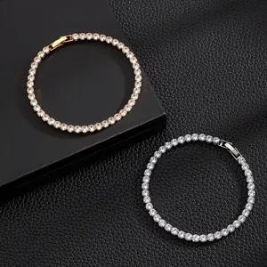 Classic Tennis Bracelet Set for Women, Gold & Silver Plated Cubic Zirconia Bracelet, Dainty Sparkling CZ Line Bracelet for Daily & Party Wear, Ideal Gift for Girlfriend