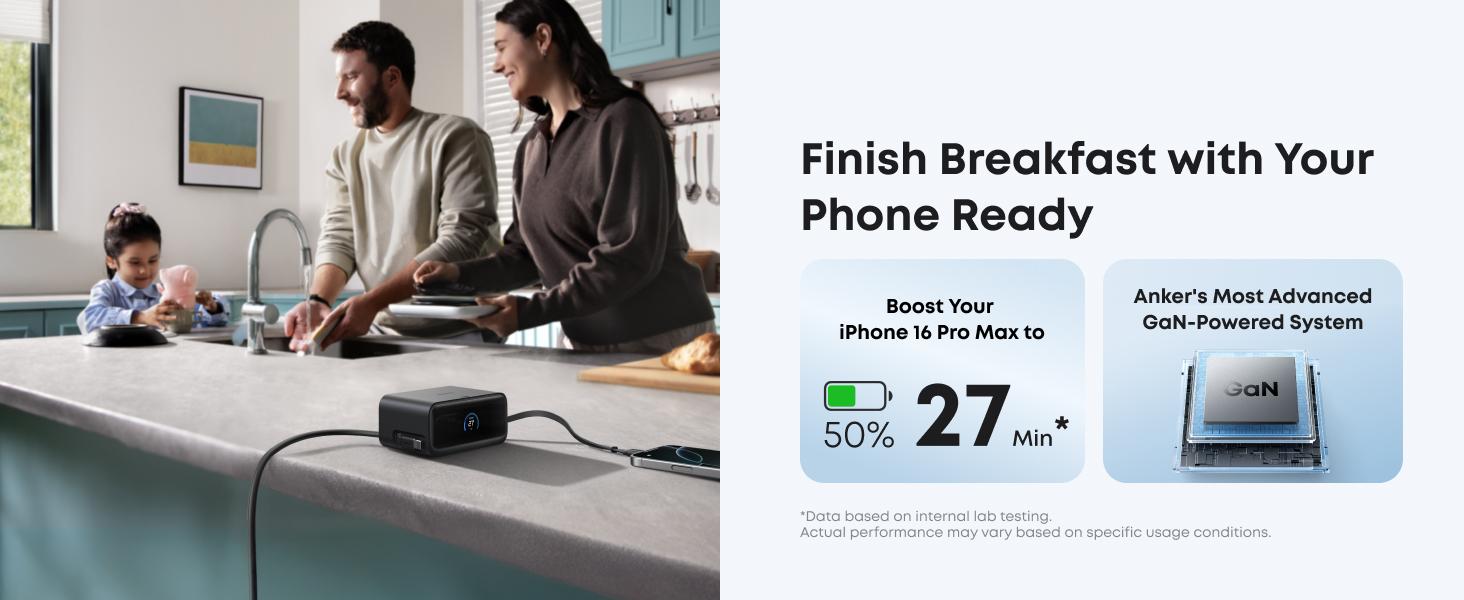 Anker Nano 7-in-1 USB-C Charging Station with 2.3ft InstaCord, 3 USB-C, 3 AC Outlets, 1 USB-A, 100W Desktop Power Strip for iPhone 17/16, MacBook, and More, Perfect for Multitasking