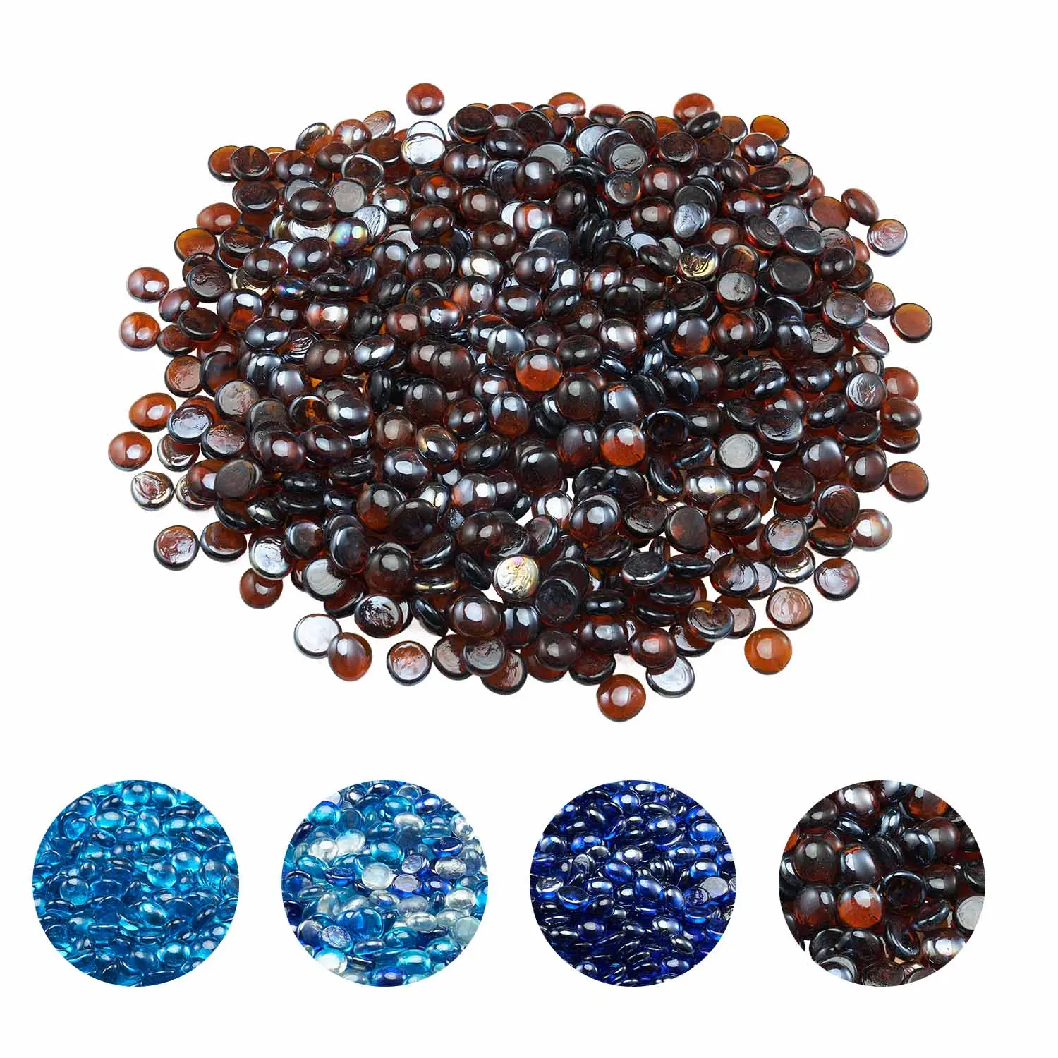 【SummerFinds】VEVOR Fire Glass, 10LBS / 4.5KG High-Temperature Resistant Fireplace Rocks, 3/4-Inch / 19.05 mm Reflective & Smokeless Firepit Glass Beads, High Luster Stone Landscaping for Fire Pit Table, Rich Amber