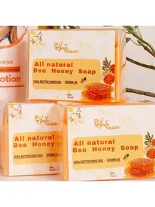 3 Bars Honey Soap All Natural Bee Honey & Shea Butter for Gentle Cleansing & Moisturizing Skin Care Routine Paraben Free Daily Cleanser