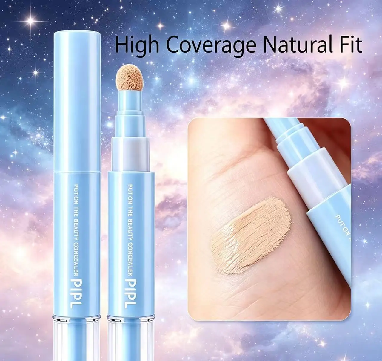 PIPL Sponge Tip Concealer Pen for Under Eye Dark Circles & Blemishes Natural Fit High Coverage Concealer Stick - Long-Lasting, Transfer-Resistant Makeup Buildable Coverage Concealer Pen by PIPL - No Creasing, No Cakey Finish