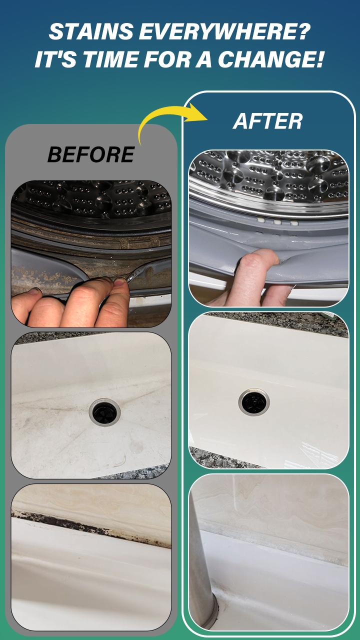 BUBCLEAN Mold Remover Gel with Scrub Brush, Heavy Duty Mildew Stain Remover for Washer Seal, Shower Caulk & Tile Grout, Bathroom Deep Cleaner, 7 Fl Oz