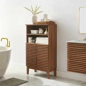 Render Freestanding Bathroom Storage Cabinet in Walnut
