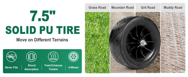 VINGLI Garden Hose Reel Cart, Lawn Water Planting Cart with Wheels, Heavy Duty Outdoor Yard Water Planting Truck Holds 250-Feet of 5/8-Inch Hose with Storage Basket for Patio Farm(Green)